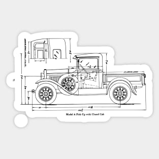 Ford Model A Pick-Up Technical Drawing Sticker